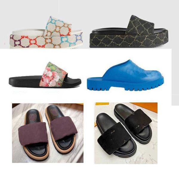 

sandals for women men flat slide sandal flower runner black orange rubber lady slides heel beach slippers shoes platform sandals foral