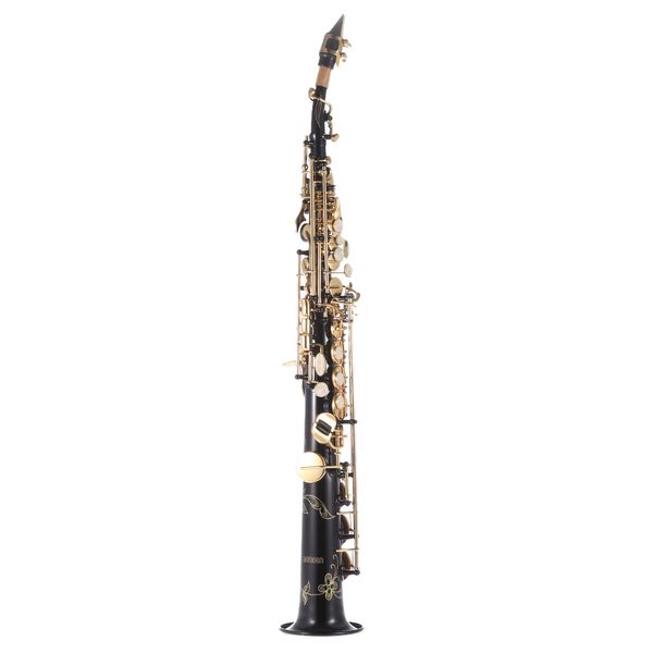 Saxofone soprano reto de latão, instrumento de sopro plano bb b, concha natural, padrão de escultura em chave com estojo de transporte