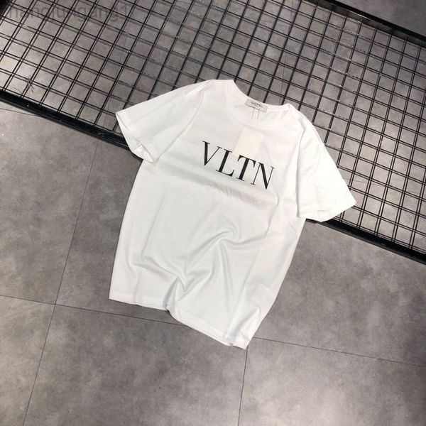 

22sss designer warren vlts spring and summer round neck short sve loose vltn men and women lovers pure cotton information t-shirt fashion br, White;black
