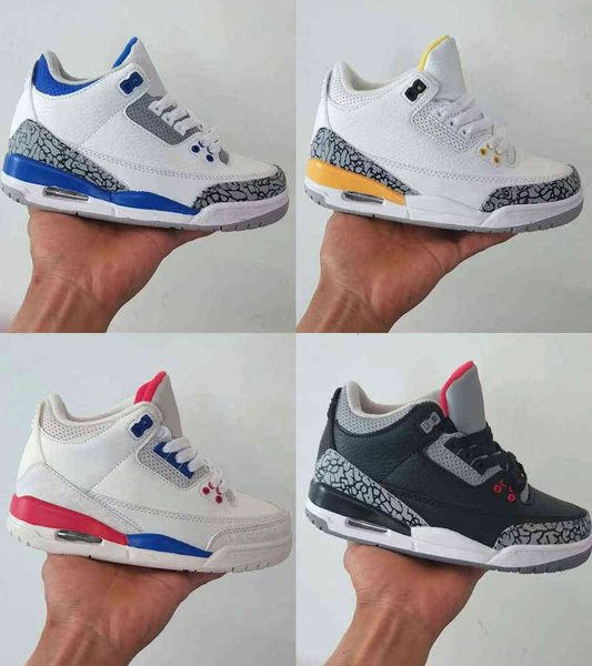 

3 kids shoe white cement katrina cyber monday basketball shoes youth boys girls 3s iii sneaker size 26-35, Black