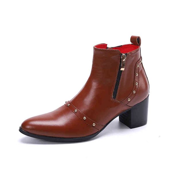 

boots chelsea boots men's patent leather bright high leather shoes business pointed overshoot martin boots cowhide work, Black