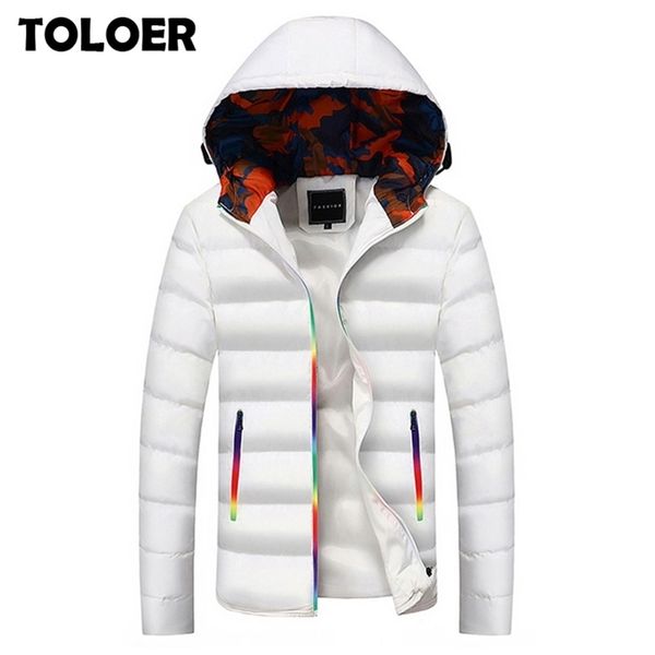 

new 2020 brand jacket men winter jackets fashion casual slim thick warm coat mens cotton hooded parkas male casaco masculino lj201216, Black