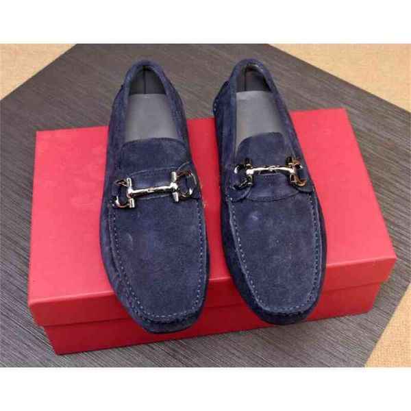 

loafers ferra mens dress genuine leather slip on flats suede shoes size 38-46 5atv, Black