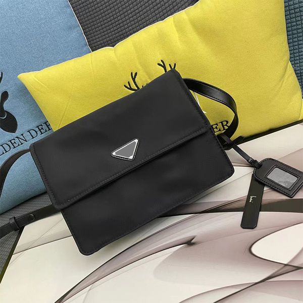 

mini messenger bag men and women designer nylon bag original single quality unique leather shoulder strap small triangle decoration 2 colors
