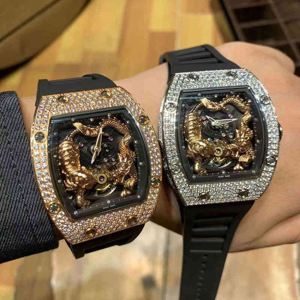 

luxury automatic mechanical watch richa milles uxury date wine barrel leisure business es 51-01 drill tape mens sport brand