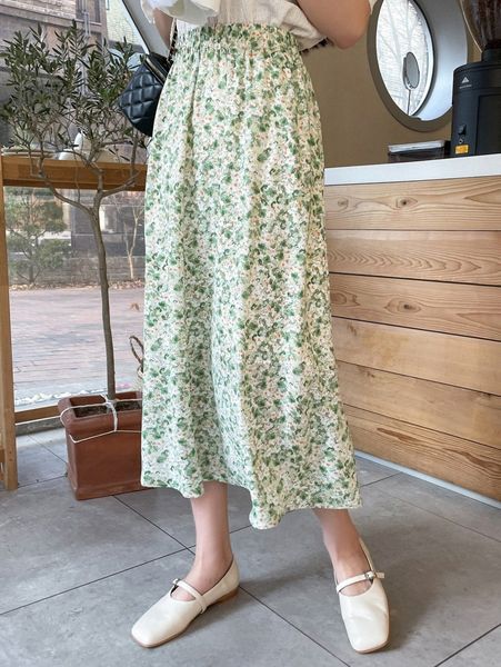 

dazy ditsy floral elastic waist skirt z9l0#, Black