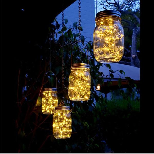 Stringhe Solar Mason Bottle Lid Jar Lucide Filo di rame Lampade a LEDS STELTRY Firefly Decorazione esterna creativa a 20 corde Stringeled Stringsled