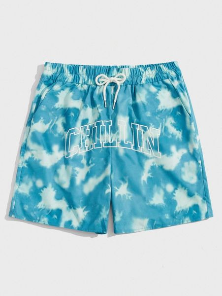 

romwe guys tie dye letter graphic shorts k6wy#, White;black