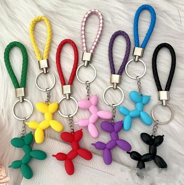 Silicone fofo cachorro cão de couro pu de couro keychain jóias casal casal de chaveiro comprido