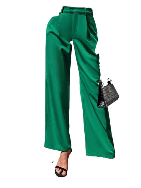 

high waist plicated detail wide leg pants s61e#, Black;white