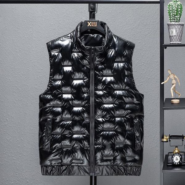 Gilet da uomo 2022 Winter Keep Warm Vest Adolescenti Colletto alla coreana Superficie luminosa Imbottito in cotone Kare22