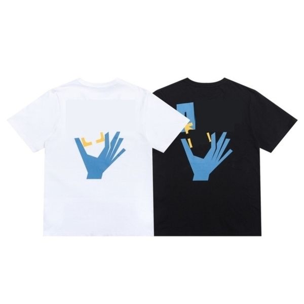 

designer mens classic fashion offs t shirts brand cotton luxury short sleeves tees back arrow cartoon finger t-shirts women black shirt eur, White;black