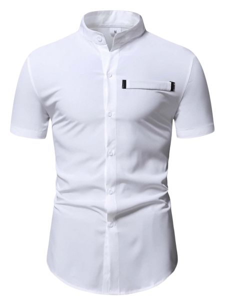 

men contrast tape shirt 47p1#, White;black