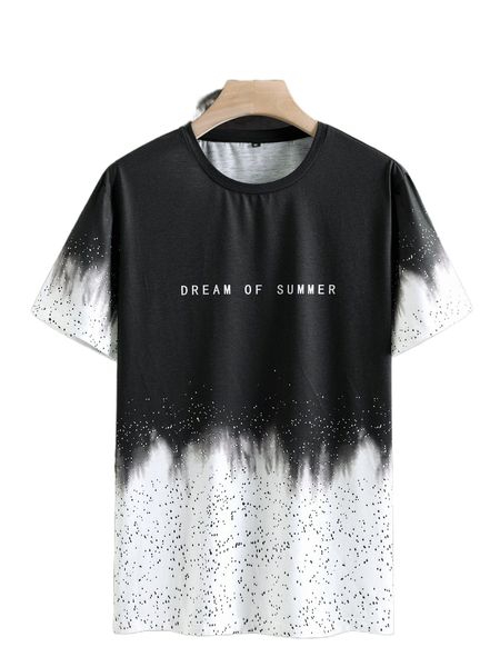 

men color-block slogan graphic tee g8lt#, White;black