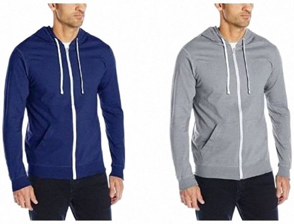 

of the loom men's lightweight cotton full-zip hoodie 3715#, Black