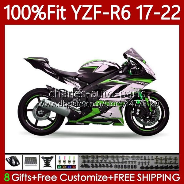 OEM-Einspritzkörper für Yamaha YZF-R6 YZF R6 R 6 weiß schwarz grün 600 CC YZF-600 2017 2018 2019 20 21 22 119No.223 Karosserie YZF600 2017-2022 YZFR6 17 18 19 2020 2021 2022 Verkleidung