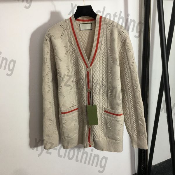 

2022fw brand designer sweaters for women button twist honeycomb v-neck knitting cardigan females autumn sweater jackets retro sports girly s, White;black