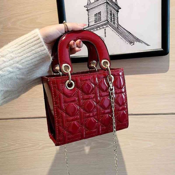 

patent leather women's new bag red small fragrance chain shoulder handbag 2022 brand luxury fashion design ladies handbags