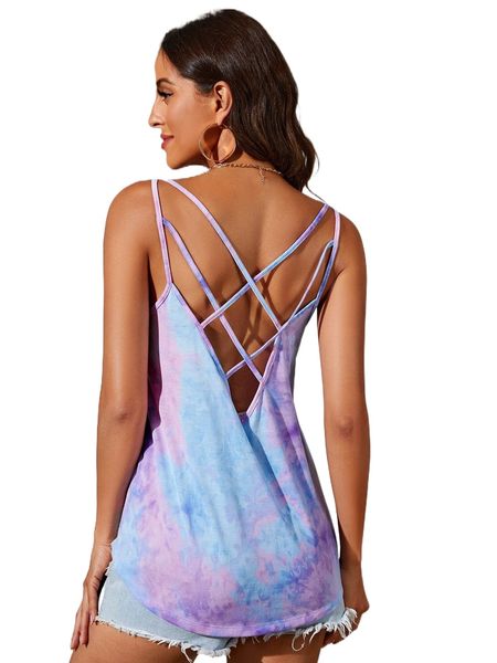 

crisscross back tie dye cami w8zo#, White