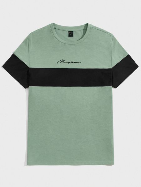 

men letter graphic two tone tee j31y#, White;black