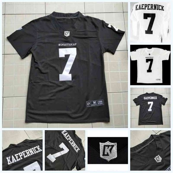 UF CEOC202 Imwithkap Movie Jersey 7 Colin Kaepernick Is With Wap American Football Jersey Black White Mens Mens Young