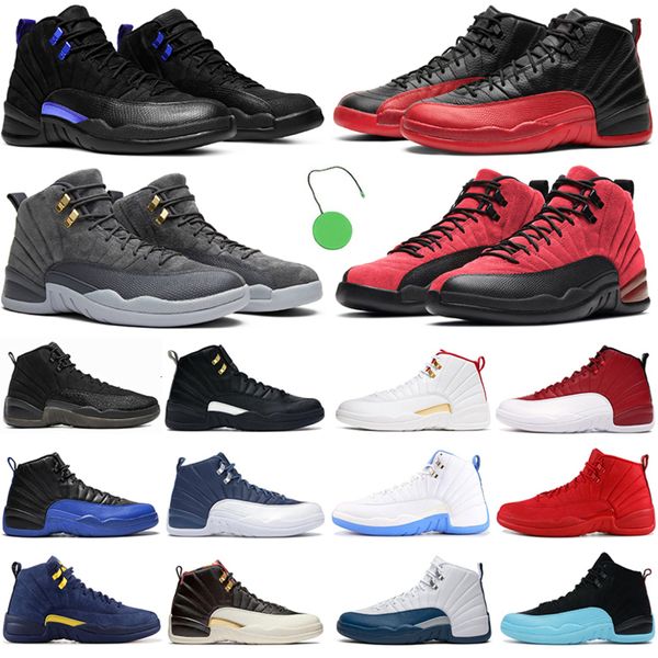 

with box jordns mens basketball shoes 12 dark concord 12s reverse flu game royal red indigo royalty taxi the master playoff men women outdoo, Black