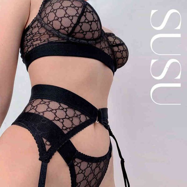 

designer women's swimsuit bikini european and american three piece set of mh underwear hanging socks waist seal, White;black