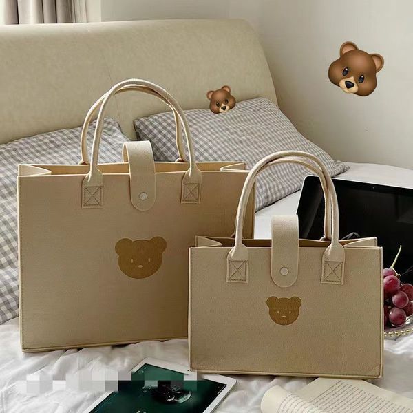 

felt shopping bag small bear totes multi-purpose simple large capacity handbag