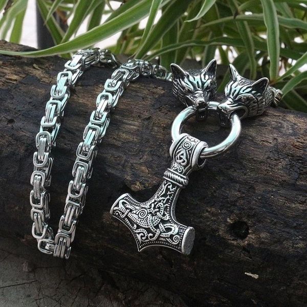 Kolye Kolyeler Erkekler Yüksek Kaliteli Metal Kelt Çekiç Viking Kurt İmparator Zinciri Kolye İskandinav Muska Jewelrypendent