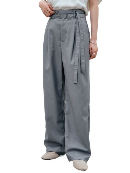 

dazy-less high waist belted tailored pants s54s#, White;black