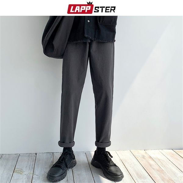 LAPPSTER Mens Casual Skinny Joggers Hosen Overalls Herren Hip Hop Solide Jogginghose Männliche Koreanische Mode Schwarz Casual Hosen 201128