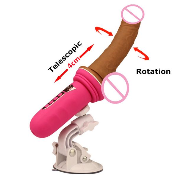 Mini automatischer sexy Maschine rotierender und Teleskop-Dildo-Vibrator für Frauen G-Punkt-Masturbationspistole mit Saugnapf