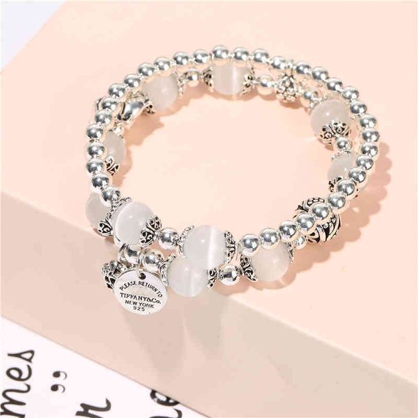 

sier plated opal bracelet glass bracelet female fashion diy hand jewelry in japan and south korea, Golden;silver