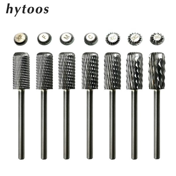 Hytoos Barrel Carbide Drill Bit Bit Rutrs Remoção Revertida Remoção de chip Bits Cutter de moagem para Manicure Nails Ferramenta de acessórios 220518