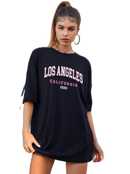 

letter graphic drop shoulder tee u92c#, White