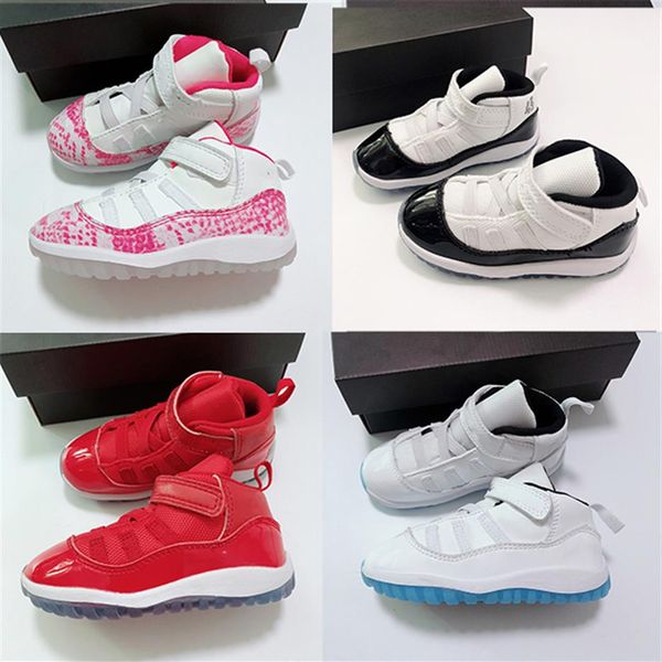 

high 11 11s kids basketball shoes 25th anniversary low white bred legend blue concord new born baby trainer sneakers us 6c-10c2999, Black