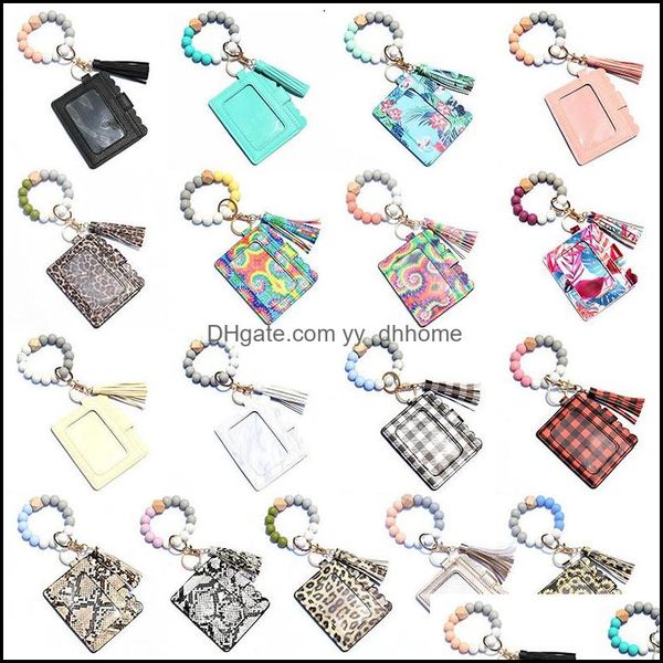 Evento de favor do festas abastecem o festivo jardim sile de pulseira de chave de chave de chave com carteira de carteira carta de carro com tassel key ring pocket cart￣o ho