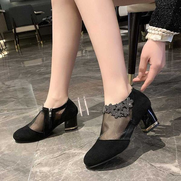 

classic luxury paris women's shoes fashion high heels crystal mesh zipper lace sandals 2022 fall black party zapatillas mujer designer