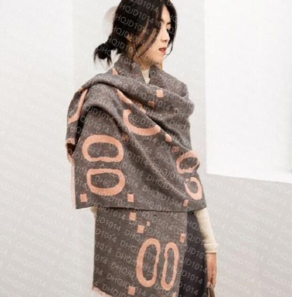 

2022 quality fashion big letters cashmere scarves winter warm designer woman shawl classic landscape animals pattern, Blue;gray