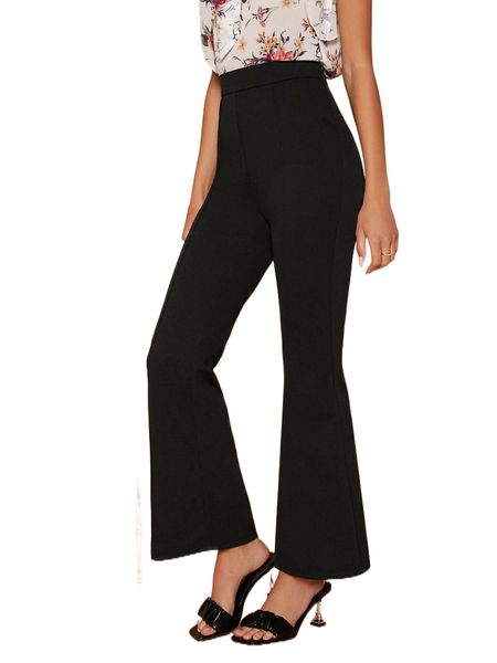 

high waist flare leg pants 32ir#, Black;white