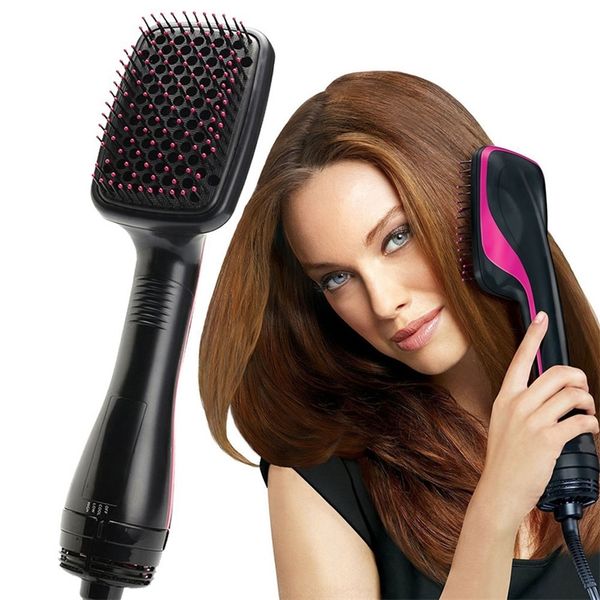 

hair dryer brush one step hair blower brush electric air brush travel blow dryer comb professional hairdryer hairbrush 220624, Black