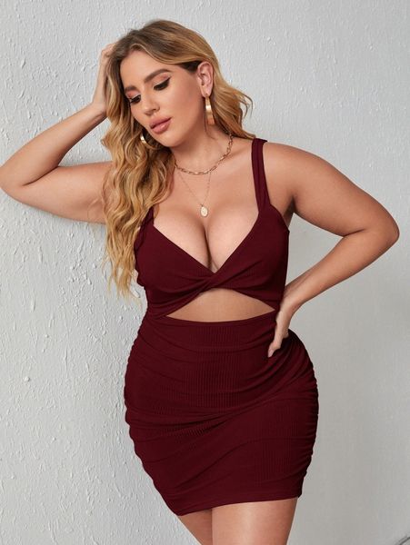

plus twist bust peekaboo cami bodycon dress o6px#, Black