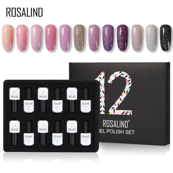12 Farben ROSALIND Gel-Nagellack-Set, einfarbiges Nagel-Set für Maniküre, polierte Vernis-semi-permanente Basis
