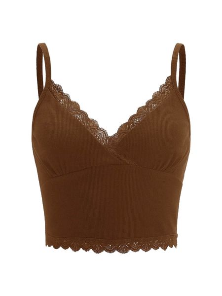 

plus contrast lace crop cami z8xw#, Black