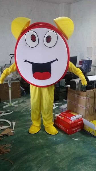 

mascot doll costume alarm clock mascot costume alarm clock mascotter costume cartoon fancy dress suit carnival halloween, Red;yellow