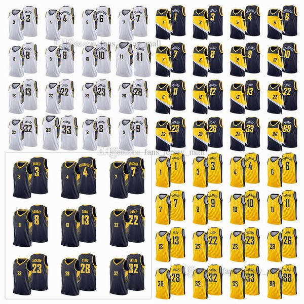 

printed city basketball jerseys 7 malcolm 11 domantas brogdon sabonis 33 myles 22 caris turner levert 1 t.j. 26 jeremy warren lamb torrey mc, Black;red