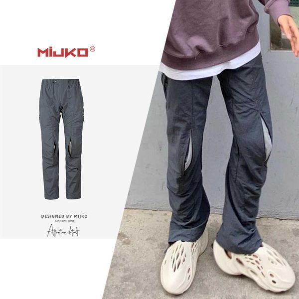 

men's pants mijko men's wear women's autumn and winter new grailz style knee multi zipper technology pants fashion sports cas, Black