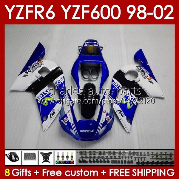 Yamaha için Vücut Çerçevesi YZF-600 YZF R6 R 6 600cc YZFR6 1998 1999 00 01 02 KUTUSUNDA 145NO.20 YZF 600 CC Cowling YZF-R6 98-02 YZF600 98 99 2000 2001 2002 Kaplama Kiti Bue Blk