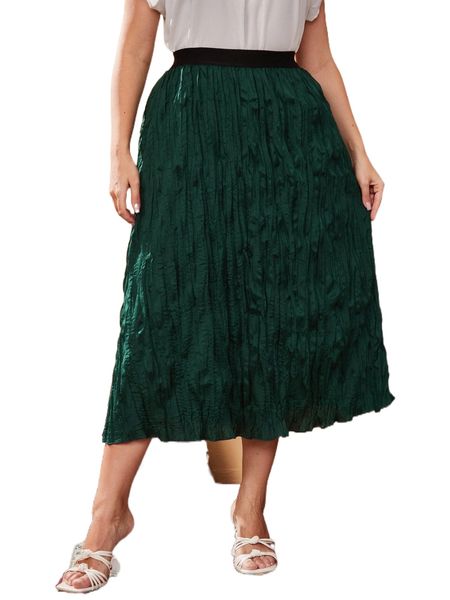

plus high waist textured skirt q8ix#, Black