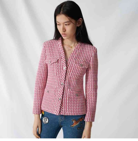 

women's jackets french style m family spring and summer small fragrance coarse tweed woven v-neck metal buckle slim cardigan jacket fem, Black;brown